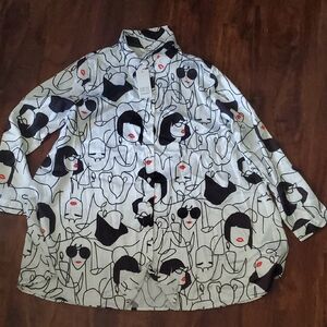 Kaktus Black and White Graphic Print Men's Shirt